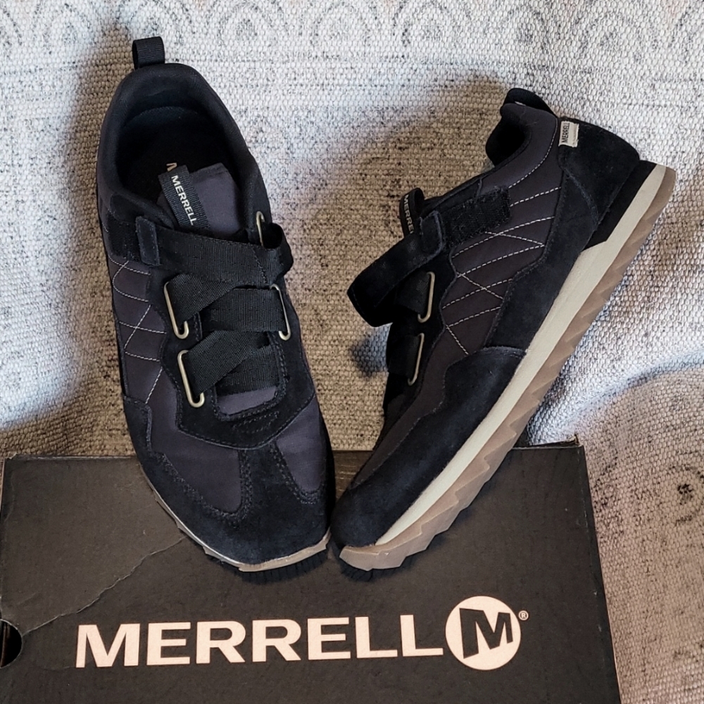 Alpine Sneaker Cross, Merrell, womens 11, Black, retro 80's look